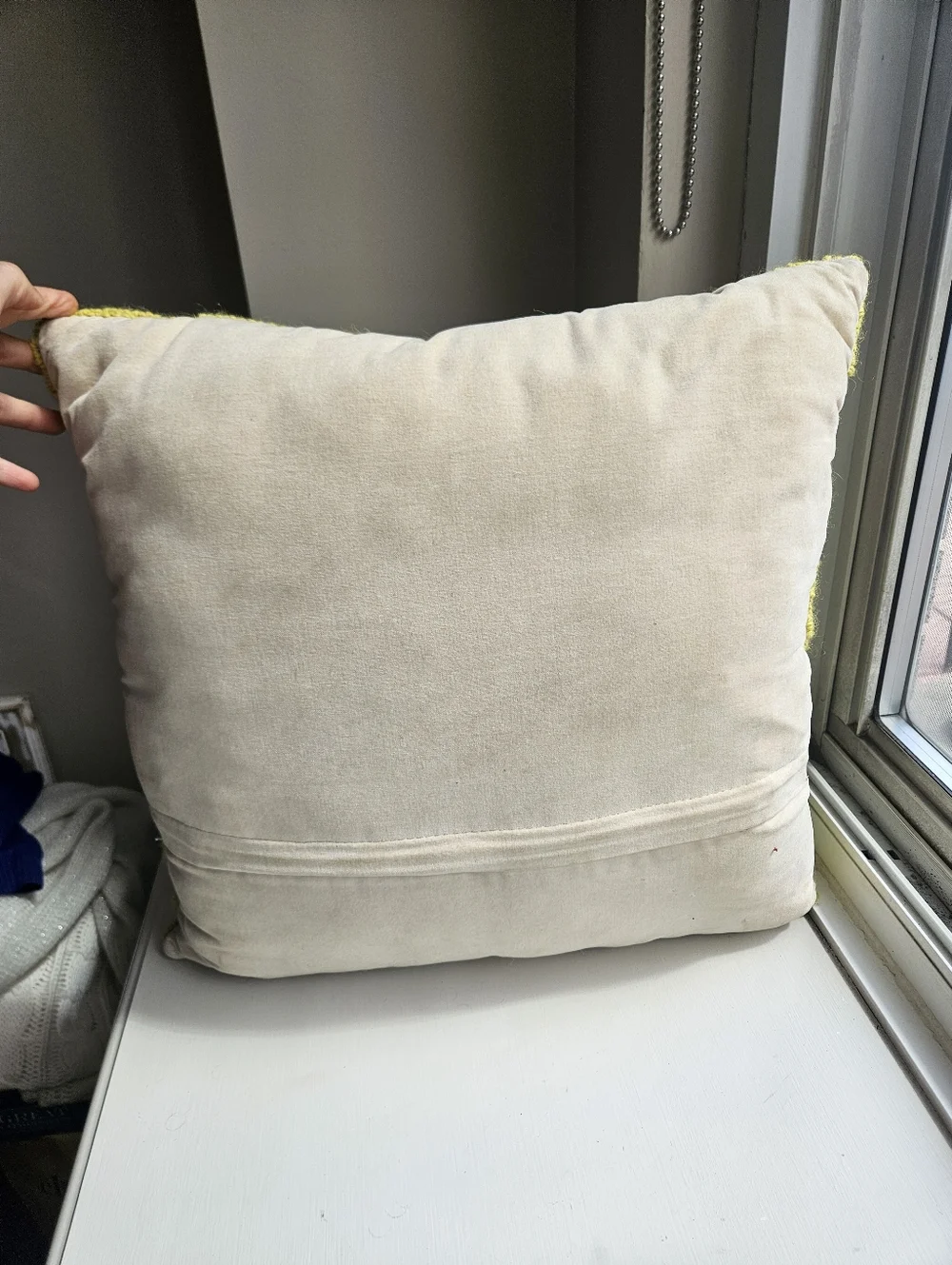 Nantucket embroidered wool and cotton throw pillow